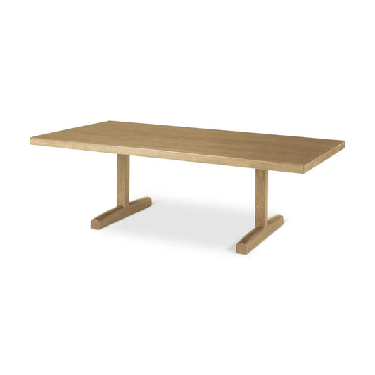 55" Natural Solid Wood Double Pedestal Coffee Table