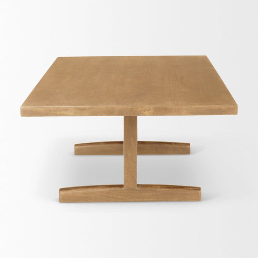 55" Natural Solid Wood Double Pedestal Coffee Table