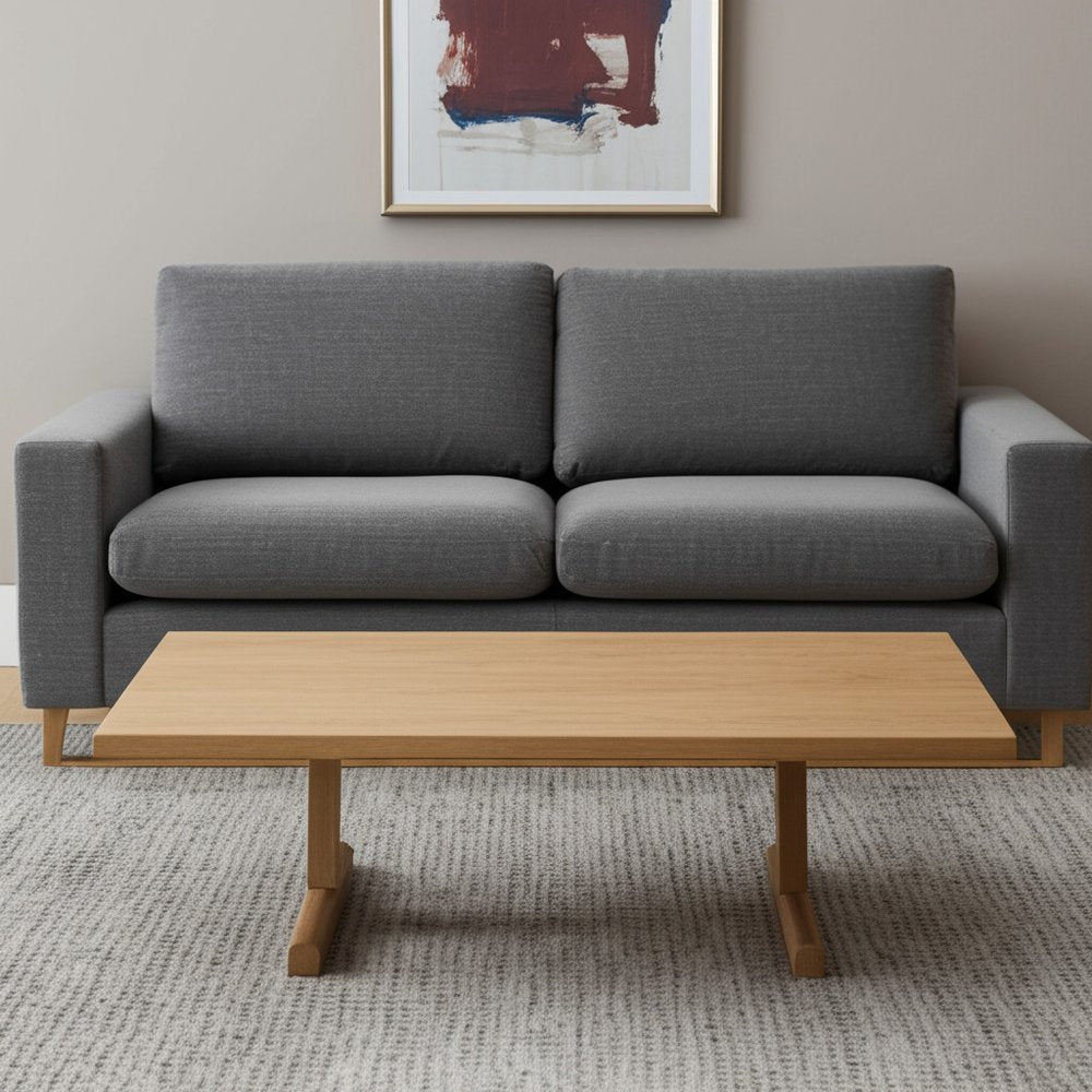 55" Natural Solid Wood Double Pedestal Coffee Table