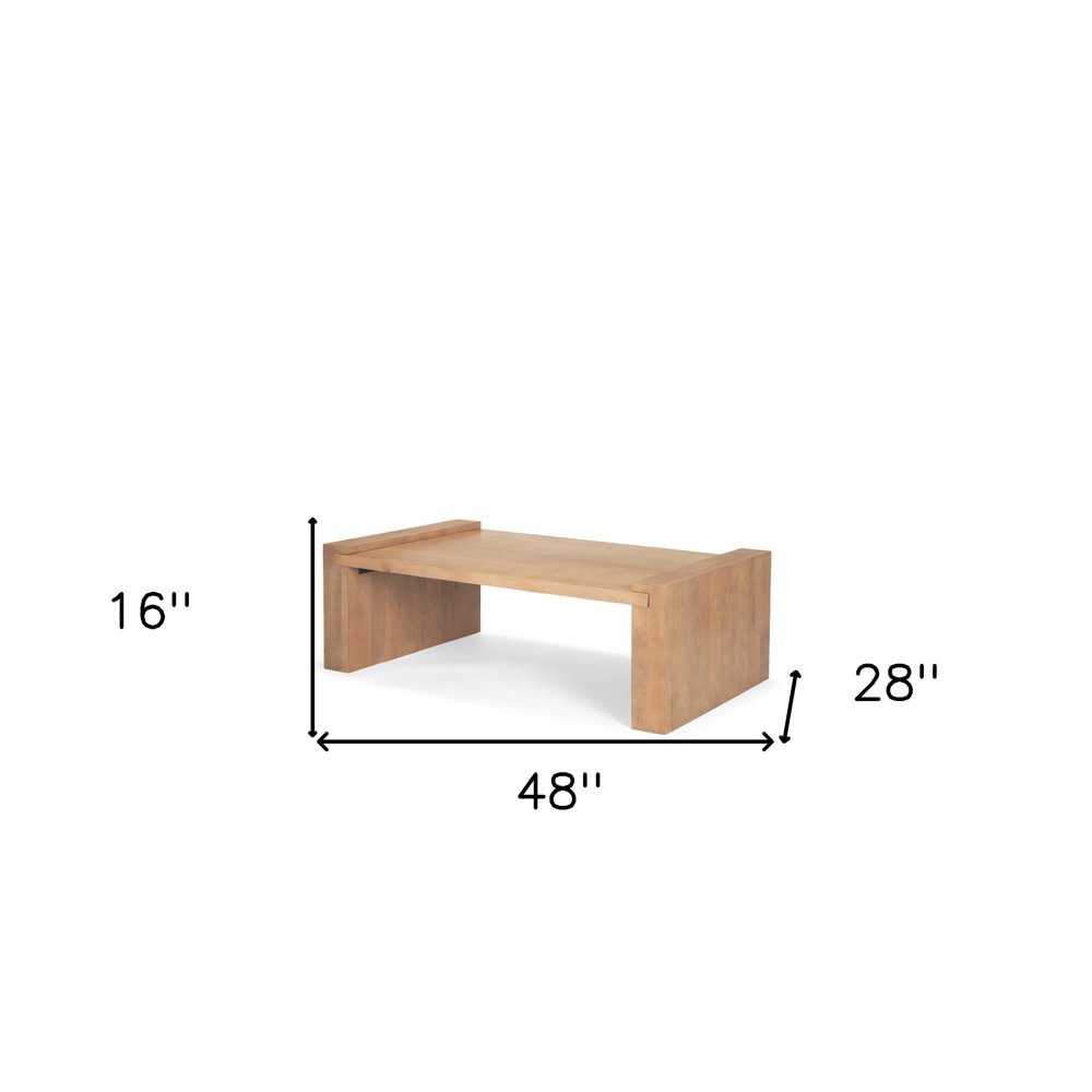 48" Natural Solid Wood Sled Coffee Table