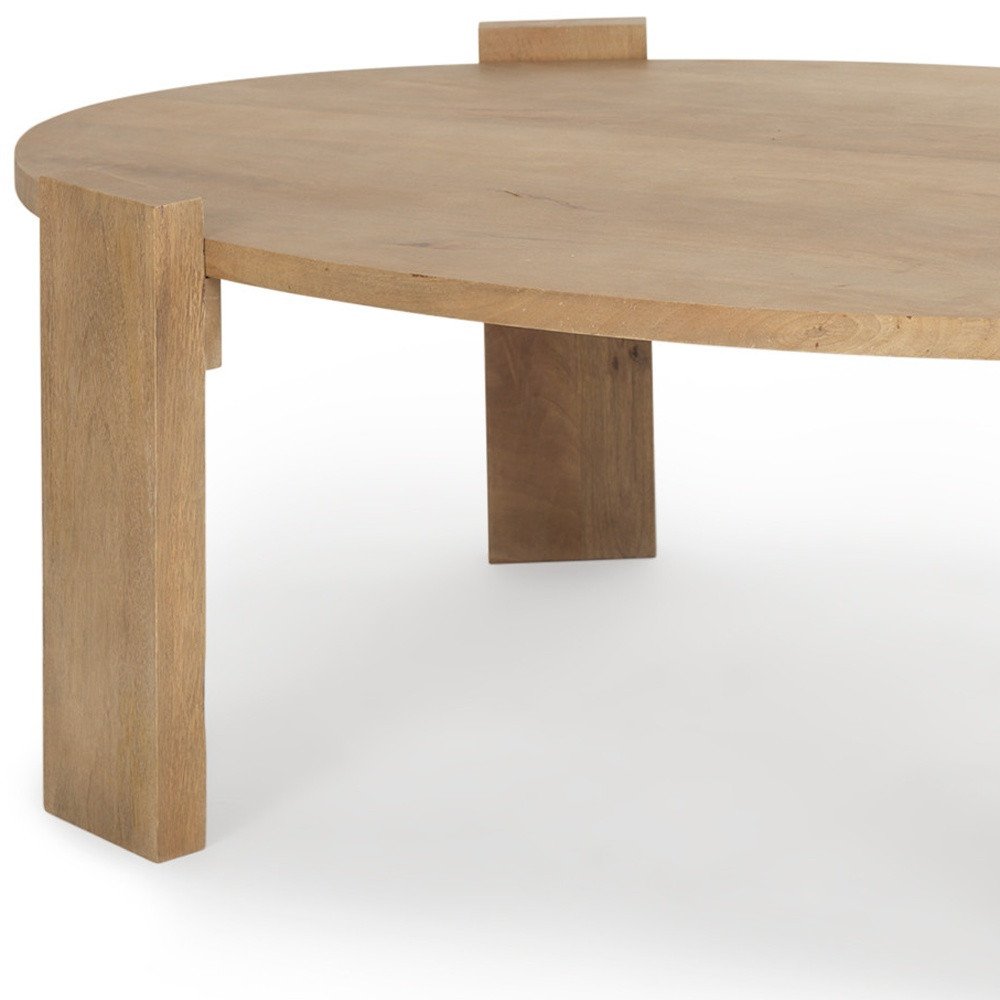 48" Natural Solid Wood Oval Coffee Table
