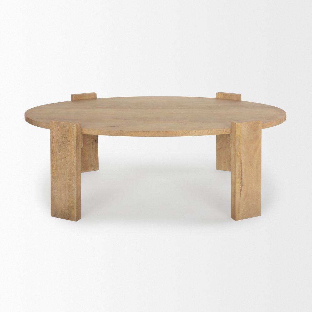 48" Natural Solid Wood Oval Coffee Table