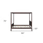 Espresso Inlaid Panels Wood Queen Canopy Bed