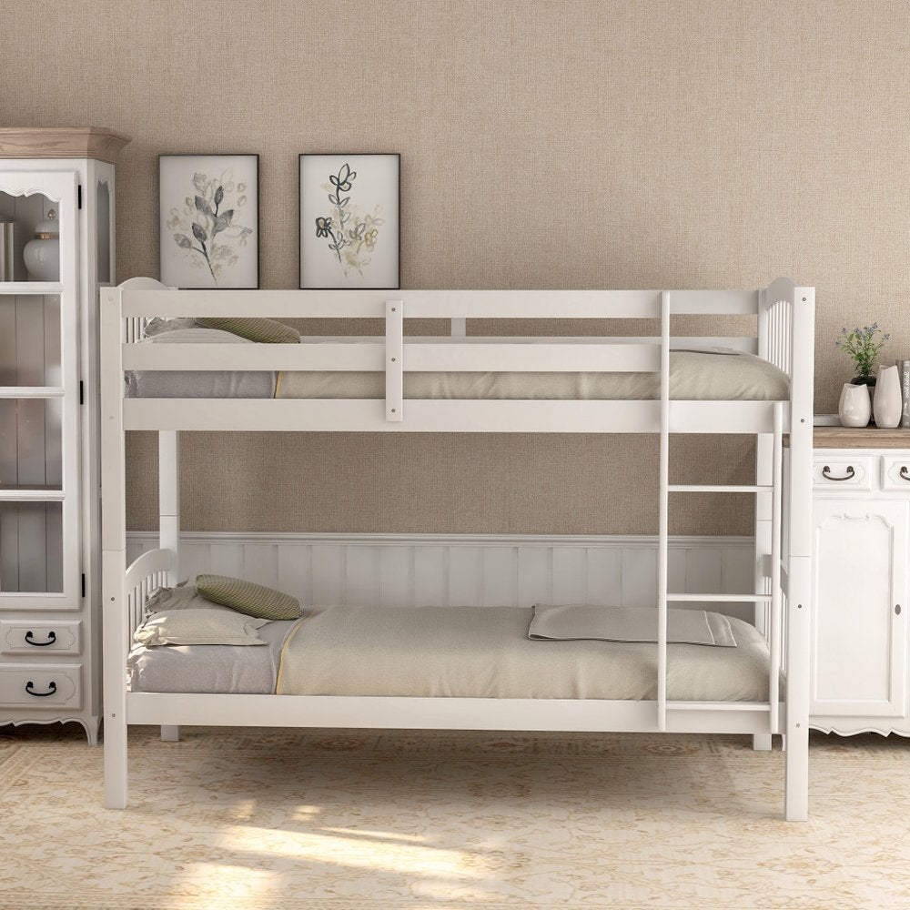 White Twin Over Twin Wood Bunk Bed