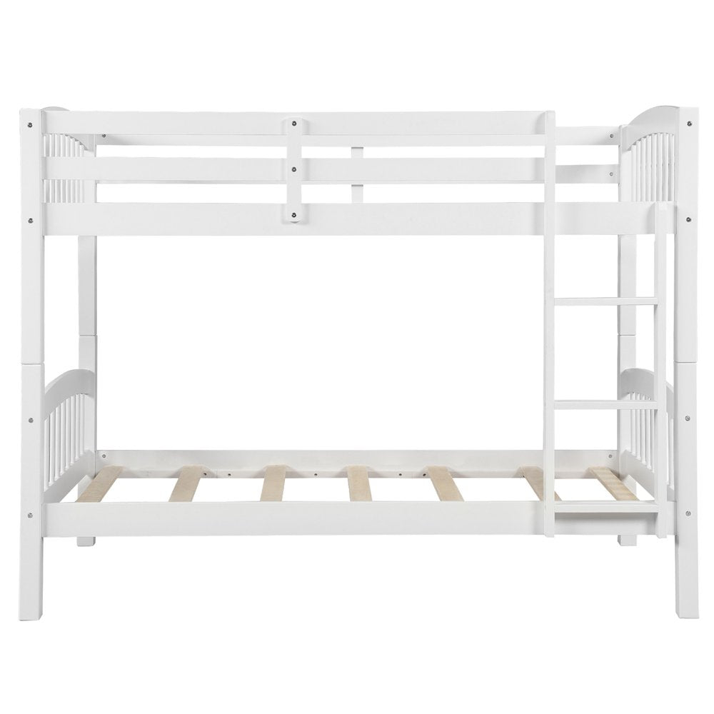 White Twin Over Twin Wood Bunk Bed