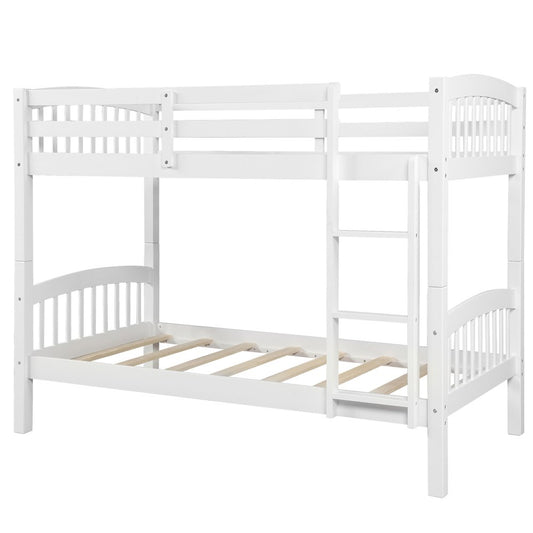 White Twin Over Twin Wood Bunk Bed
