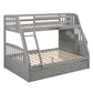 Gray Twin Over Full Wood Bunk Bed With Stairs And Drawers And Storage