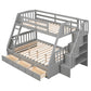 Gray Twin Over Full Wood Bunk Bed With Stairs And Drawers And Storage