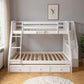 White Twin Over Full Wood Bunk Bed With Stairs And Drawers And Storage