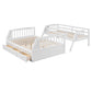 White Twin Over Full Wood Bunk Bed With Stairs And Drawers And Storage