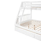 White Twin Over Full Wood Bunk Bed With Stairs And Drawers And Storage