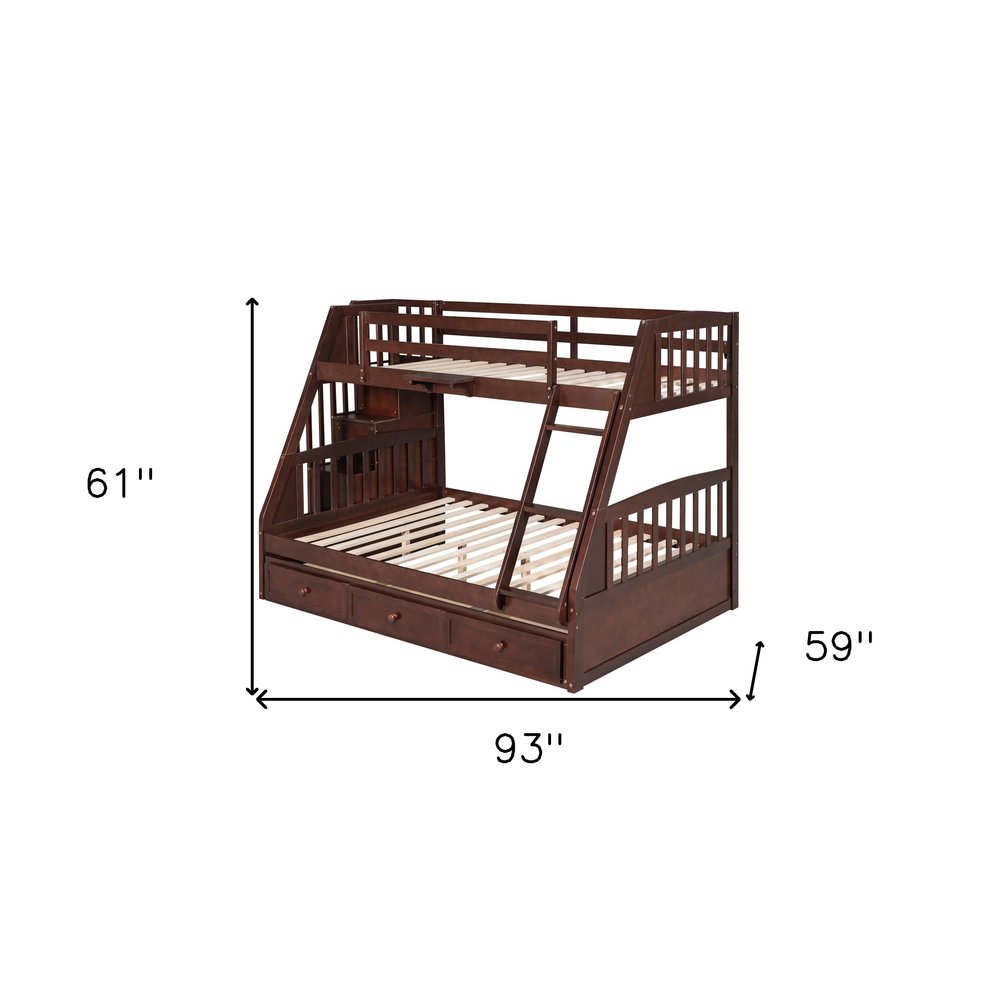 Espresso Twin Over Full Wood Bunk Bed With Stairs And Storage