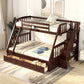 Espresso Twin Over Full Wood Bunk Bed With Stairs And Storage