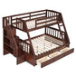 Espresso Twin Over Full Wood Bunk Bed With Stairs And Storage