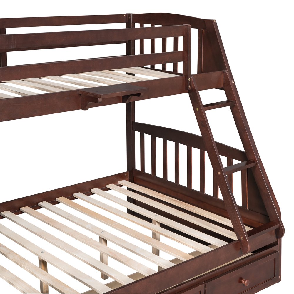Espresso Twin Over Full Wood Bunk Bed With Stairs And Storage