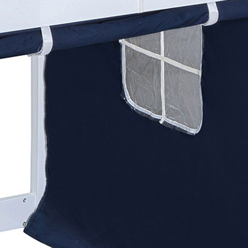 Blue Twin Over Twin Dollhouse Wood Bunk Bed