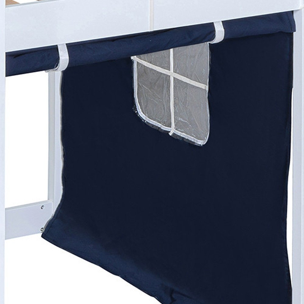 Blue Twin Over Twin Dollhouse Wood Bunk Bed