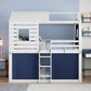 Blue Twin Over Twin Dollhouse Wood Bunk Bed