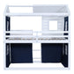 Blue Twin Over Twin Dollhouse Wood Bunk Bed