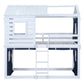 Blue Twin Over Twin Dollhouse Wood Bunk Bed