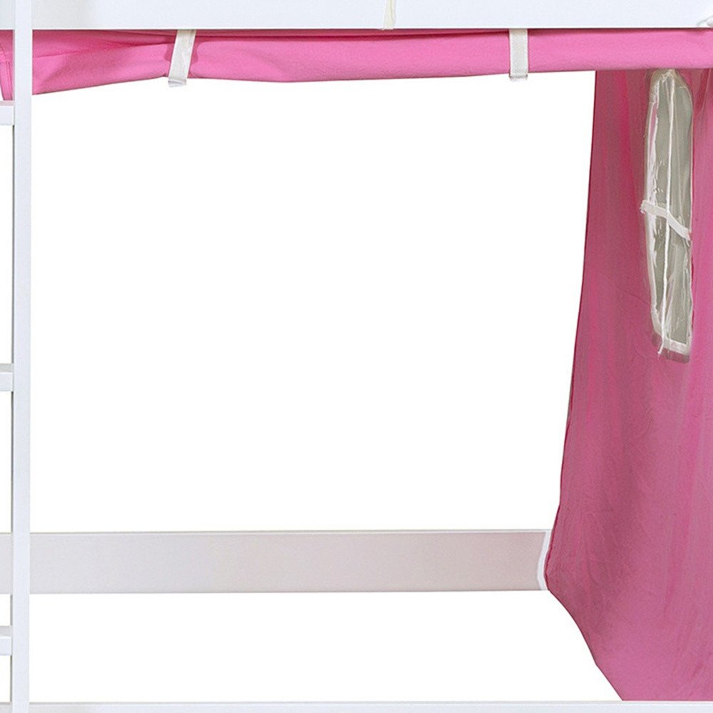 White Twin Over Twin Dollhouse Wood Bunk Bed