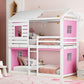 White Twin Over Twin Dollhouse Wood Bunk Bed