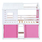 White Twin Over Twin Dollhouse Wood Bunk Bed