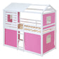 White Twin Over Twin Dollhouse Wood Bunk Bed
