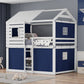 Blue Full Over Full Dollhouse Wood Bunk Bed