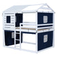 Blue Full Over Full Dollhouse Wood Bunk Bed