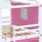 White Full Over Full Dollhouse Wood Bunk Bed