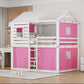 White Full Over Full Dollhouse Wood Bunk Bed