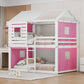 White Full Over Full Dollhouse Wood Bunk Bed