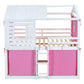 White Full Over Full Dollhouse Wood Bunk Bed