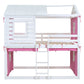 White Full Over Full Dollhouse Wood Bunk Bed