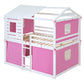 White Full Over Full Dollhouse Wood Bunk Bed