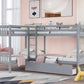 Gray Twin Over Twin L Shaped Wood Bunk Bed With Drawers