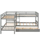 Gray Twin Over Twin L Shaped Wood Bunk Bed With Drawers