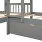 Gray Twin Over Twin L Shaped Wood Bunk Bed With Drawers