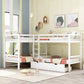 White Twin Over Twin Wood Bunk Bed With Drawers And Storage