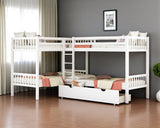 White Twin Over Twin Wood Bunk Bed With Drawers And Storage
