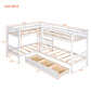 White Twin Over Twin Wood Bunk Bed With Drawers And Storage