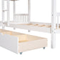 White Twin Over Twin Wood Bunk Bed With Drawers And Storage