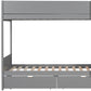 Gray Twin Over Twin Wood Bunk Bed With Drawers And Bookshelf