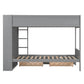 Gray Twin Over Twin Wood Bunk Bed With Drawers And Bookshelf