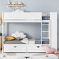 White Twin Over Twin Wood Bunk Bed With Drawers And Storage