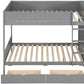 Gray Full Over Full Wood Bunk Bed With Stairs And Storage