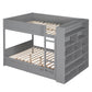 Gray Full Over Full Wood Bunk Bed With Stairs And Storage