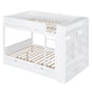 White Full Over Full Wood Bunk Bed With Drawers And Storage