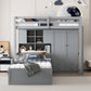 Gray Twin Over Twin Wood Bunk Bed With Drawers And Storage